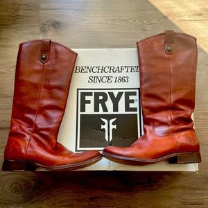 Authentic Frye leather pull on boots.